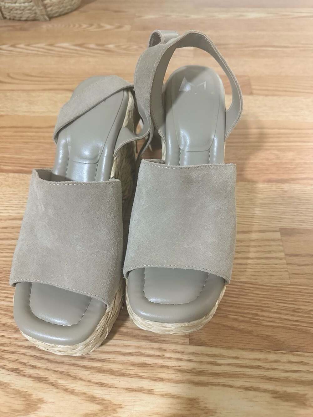 Marc Fisher LTD Nelly Women's Suede Espadrille Platform Wedge Sandals Taupe Size